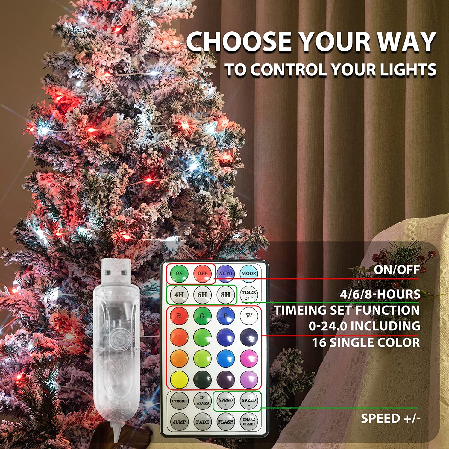 ColorChanging Fairy LightsUSB 200 LED ColorChanging Fairy Lights with