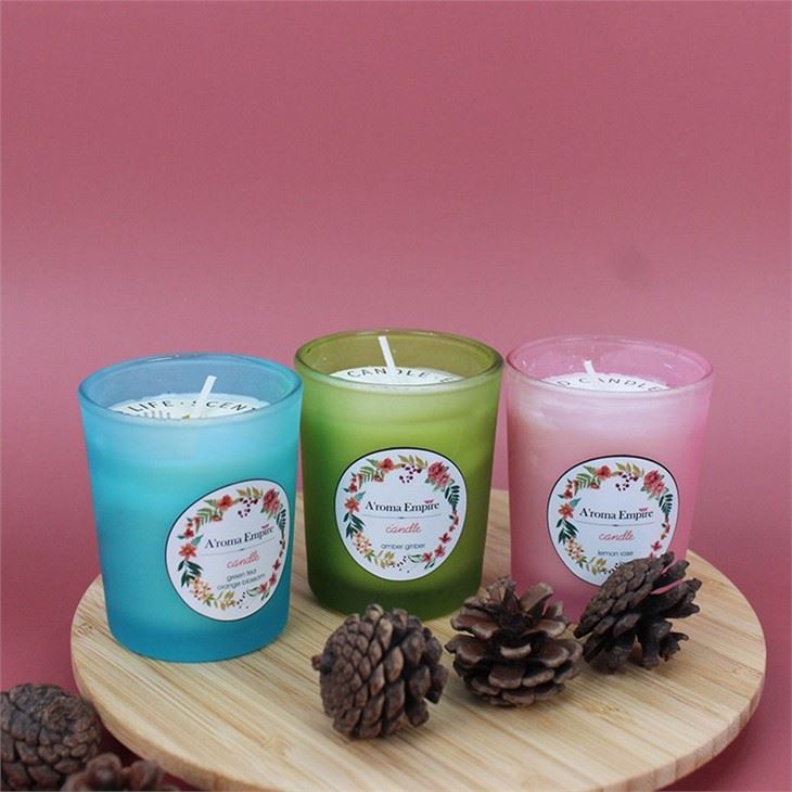 Colorful Frosted Small Glass Aroma Candle Greentime