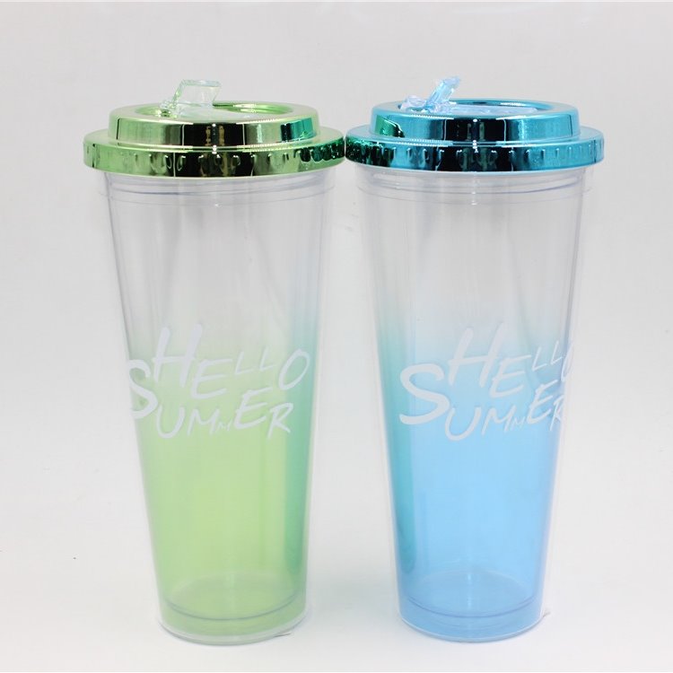Straw Gradient Color Drinking Bottle