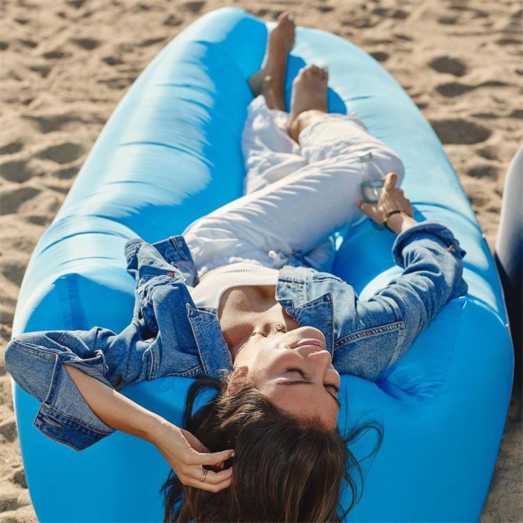 Inflatable Lounger Air Sofa Chair Couch Portable Bag Green Blue Orange 82cm Orange