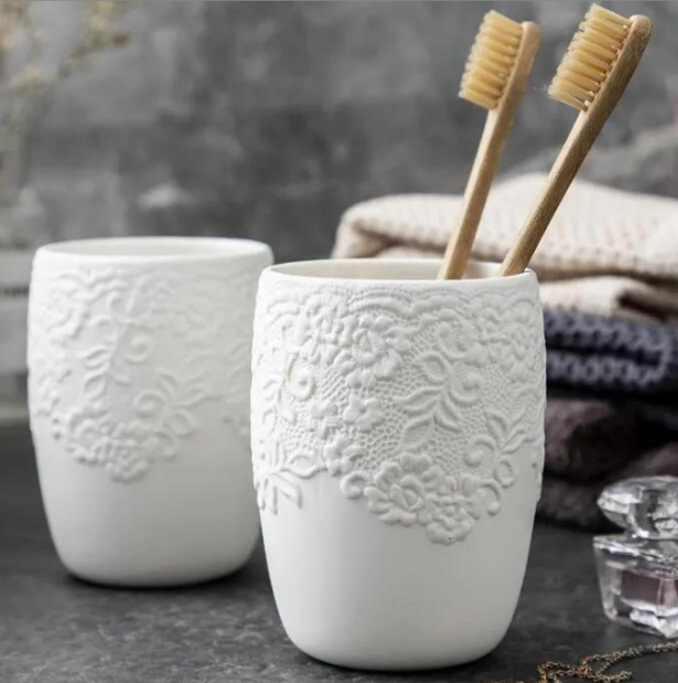 Ceramic Embossed Pattern Bathroom Set