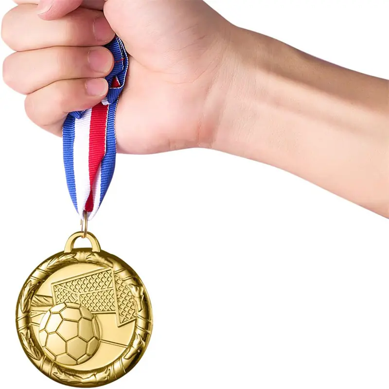 Metal Olympic Style Soccer Medal with Neck Ribbon-1