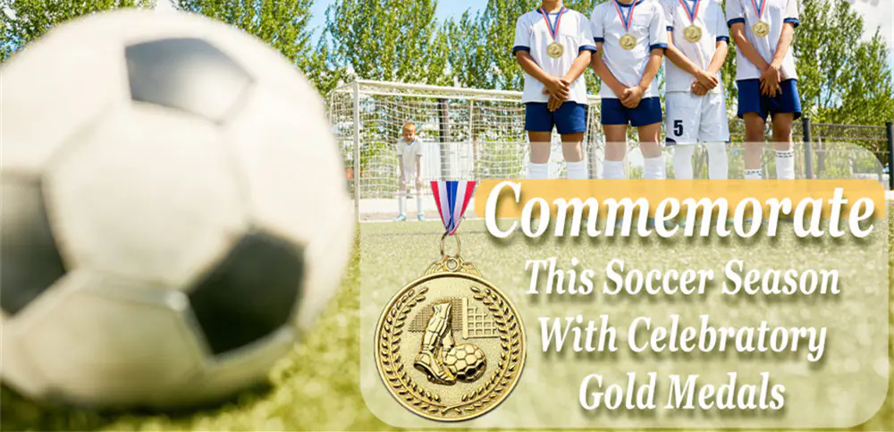 Football Gold Award Medal with Neck Ribbon-5