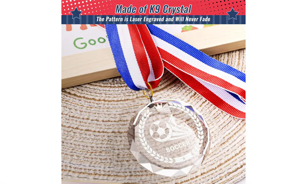 Crystal Football Award Medal with Neck Ribbon-6