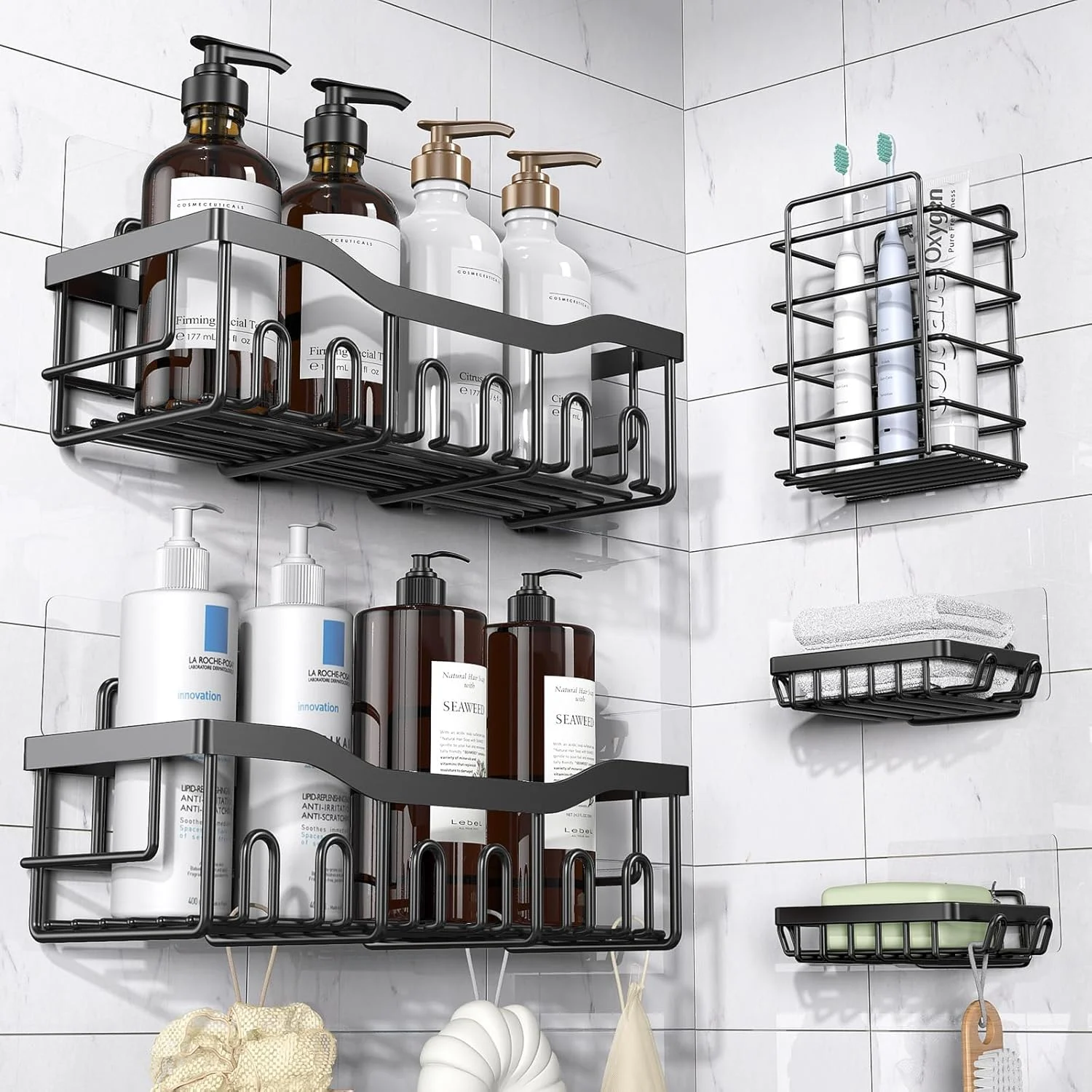 Customized 5 Pack Rustproof Stainless Steel Bath Organizers-1
