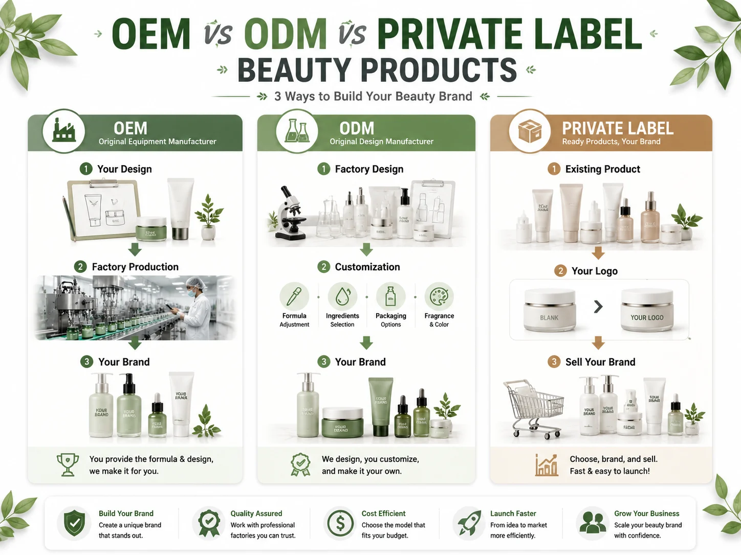 OEM vs ODM vs Private Label Beauty Products