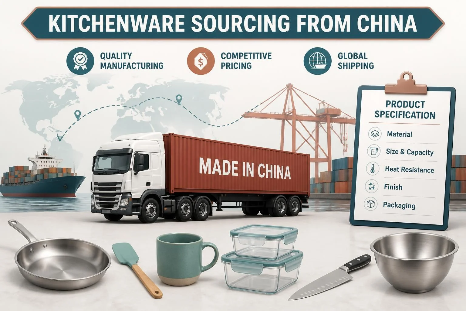 Sourcing kitchenware from China: cookware, utensils, drinkware and freight routes