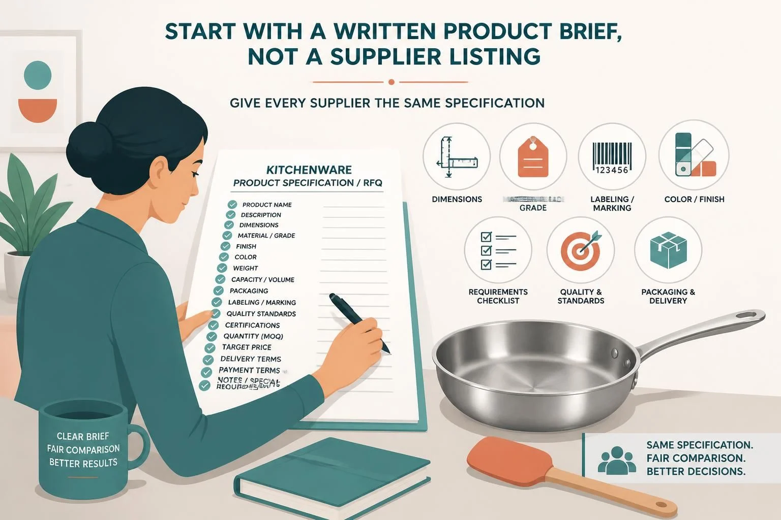 Start with a written kitchenware product brief, not a supplier listing