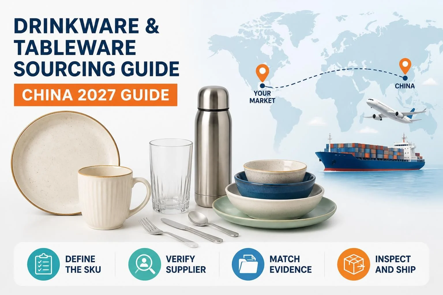 Drinkware and tableware sourcing guide cover: China 2027, products and shipping route